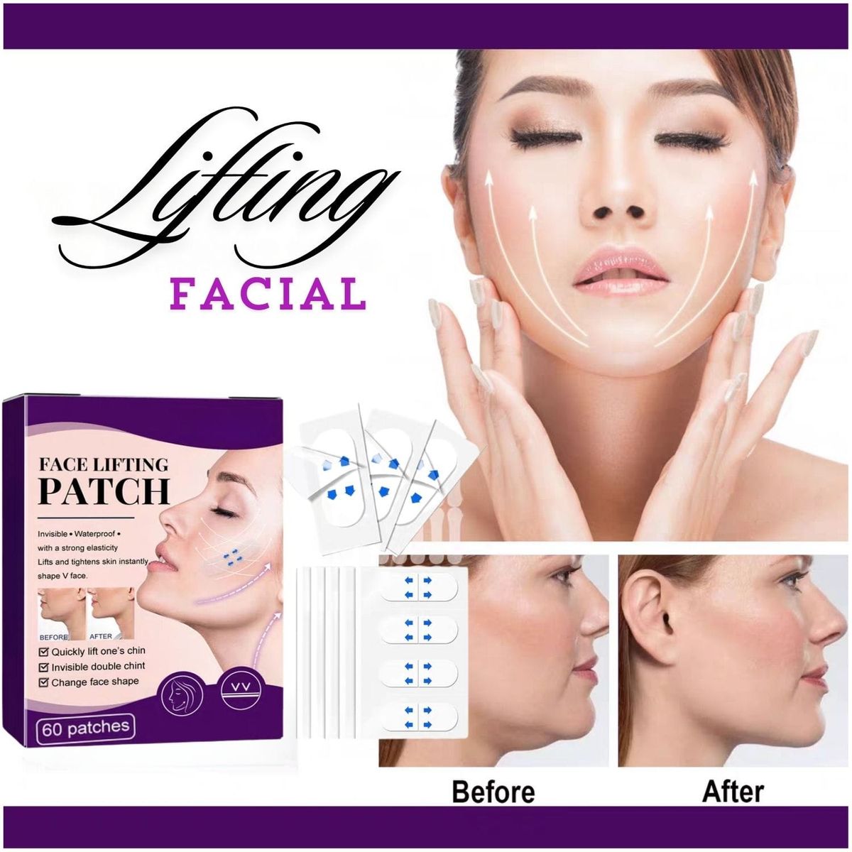 BEAUTIFUL - LIFTING FACIAL PARCHES 60 UND INVISIBLE TENSORES ANTIEDAD