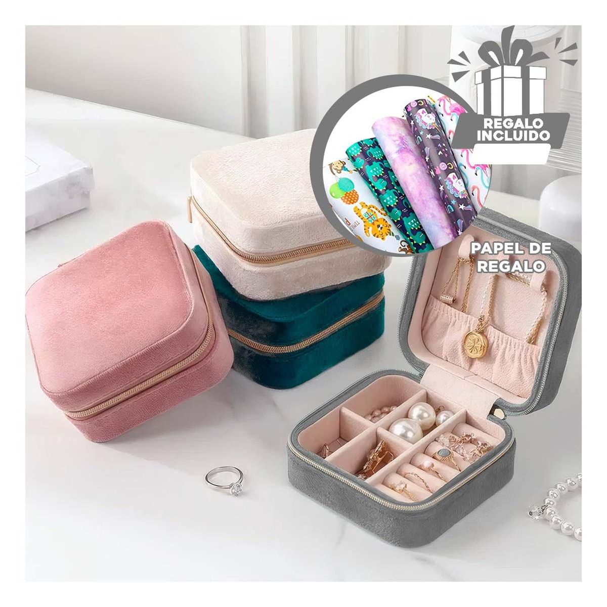 RYBIU IMPORT - Pack12 Caja con Espejo de Color Plomo Y+Papel de Regalo