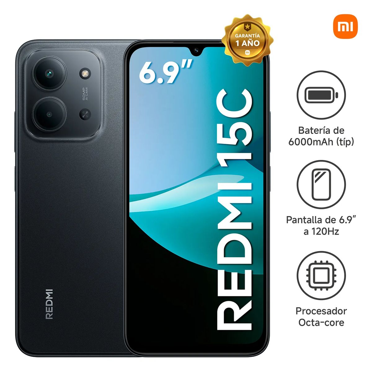 XIAOMI - XIAOMI REDMI 15C 4GB+128GB  NEGRO - ENTREGA INMEDIATA