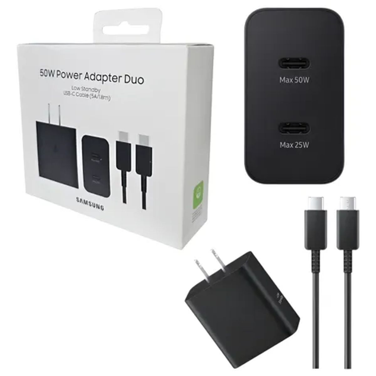 SAMSUNG - Cargador Samsung  GAN Usb-C 50W Duo Cable 5A 180CM EP-T5020