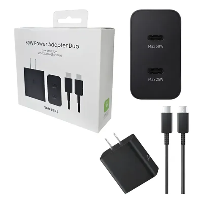 SAMSUNG - Cargador Samsung  GAN Usb-C 50W Duo Cable 5A 180CM EP-T5020