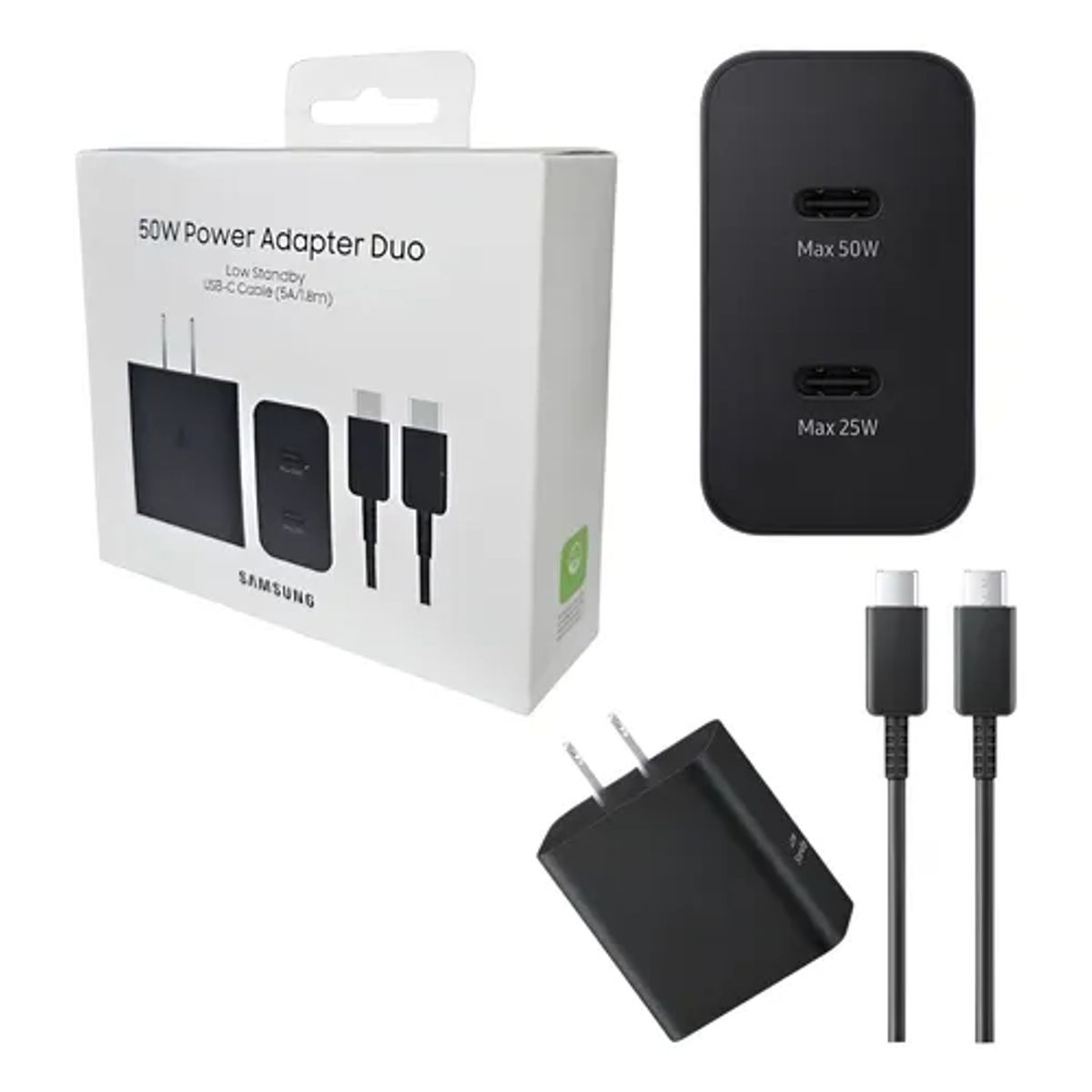 SAMSUNG - Cargador Samsung  GAN Usb-C 50W Duo Cable 5A 180CM EP-T5020