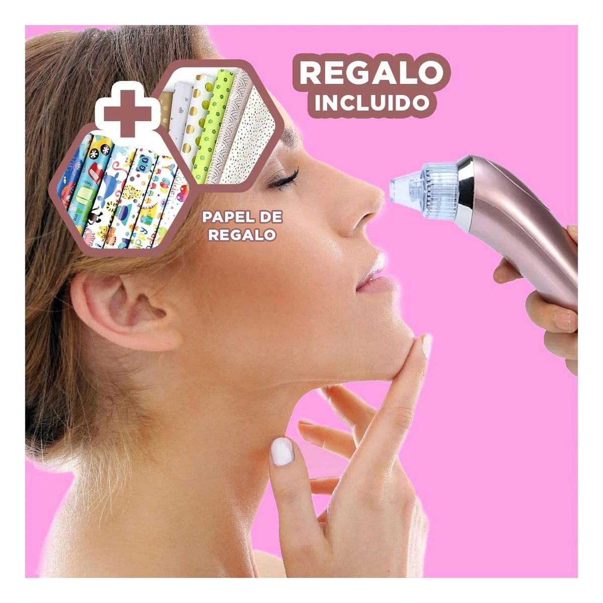 RYBIU IMPORT - Pack12 Succionador Ergonomico en Rosado Y+Papel de Regalo