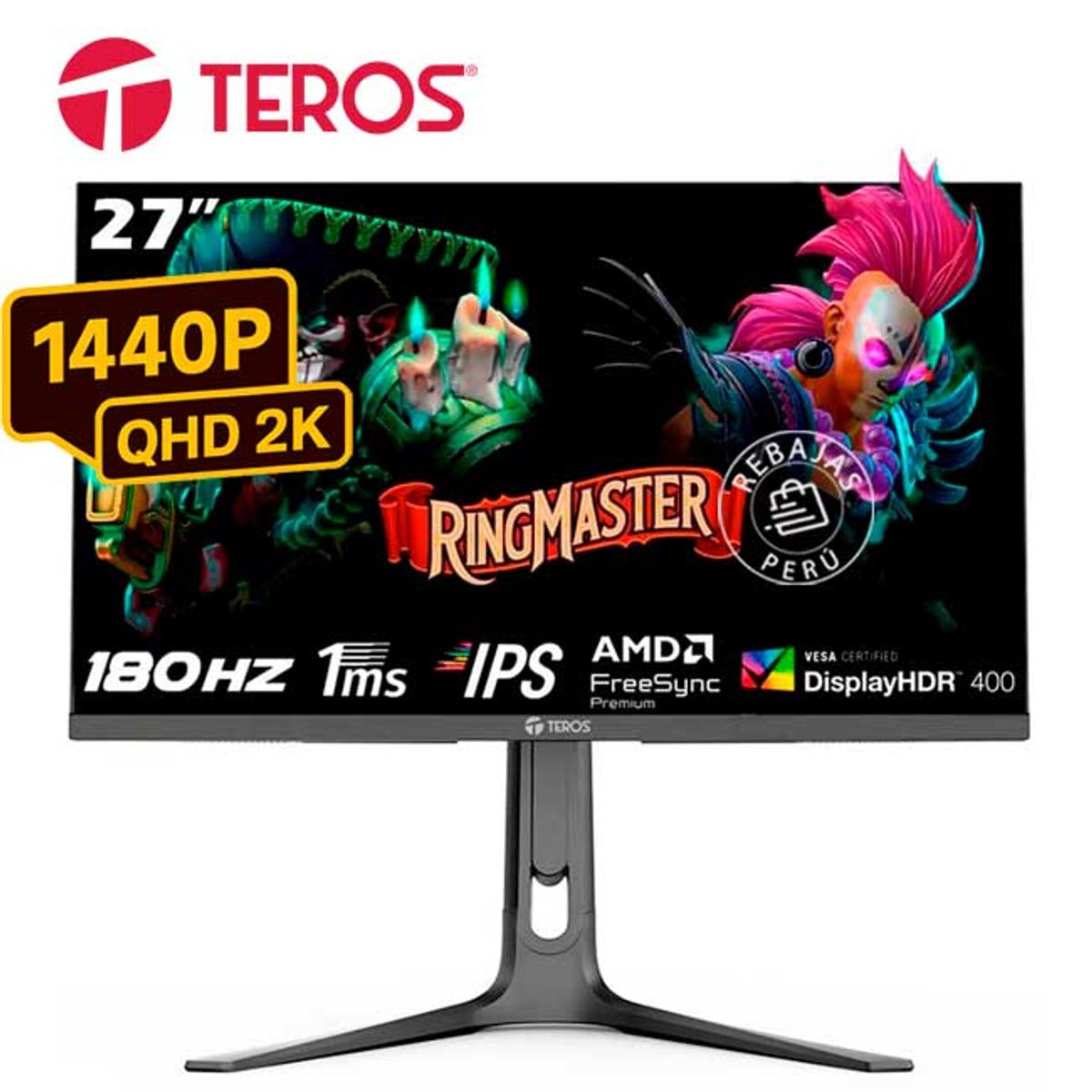 TEROS - Monitor Gaming TEROS TE-2753G 27 2K QHD IPS 180Hz 1ms HDMI DP