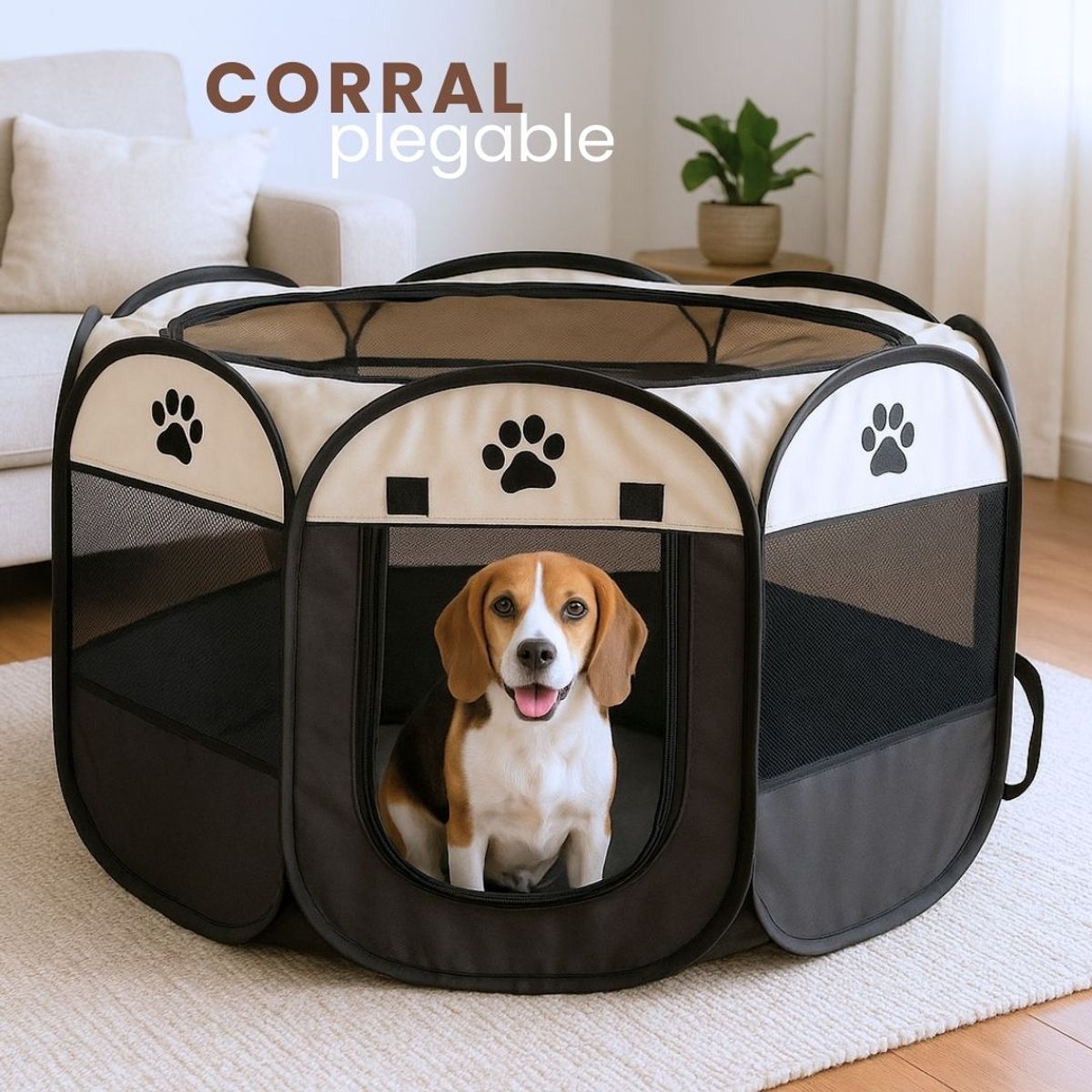 GENERICO - CORRAL Plegable L para Mascotas Gris