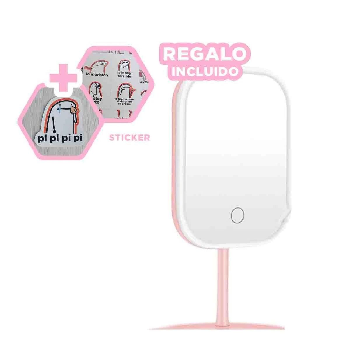 RYBIU IMPORT - Espejo Diseño Cuadrado en Tono Rosado Y+Regalo Stickers