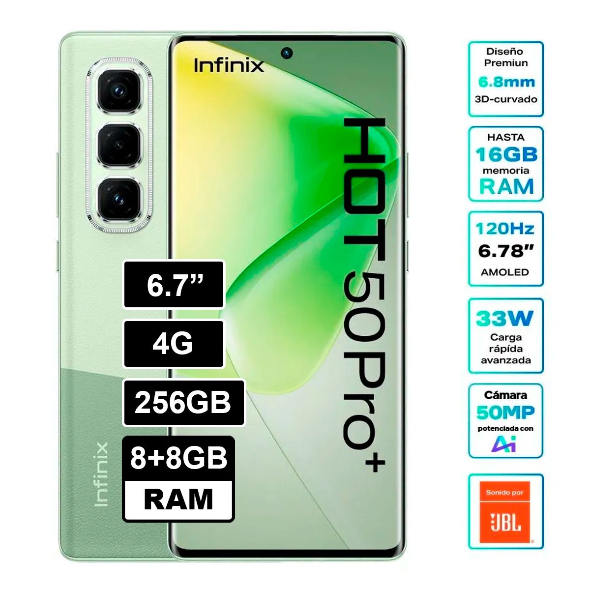 INFINIX - INFINIX HOT 50 PRO PLUS 256GB 8GB RAM VERDE
