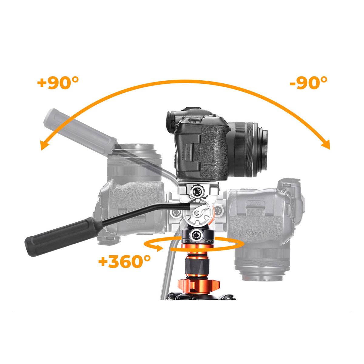 K&F CONCEPT - Trípode monopie de fibra de carbono O255C4+FH-03 K&F Concept KF09158