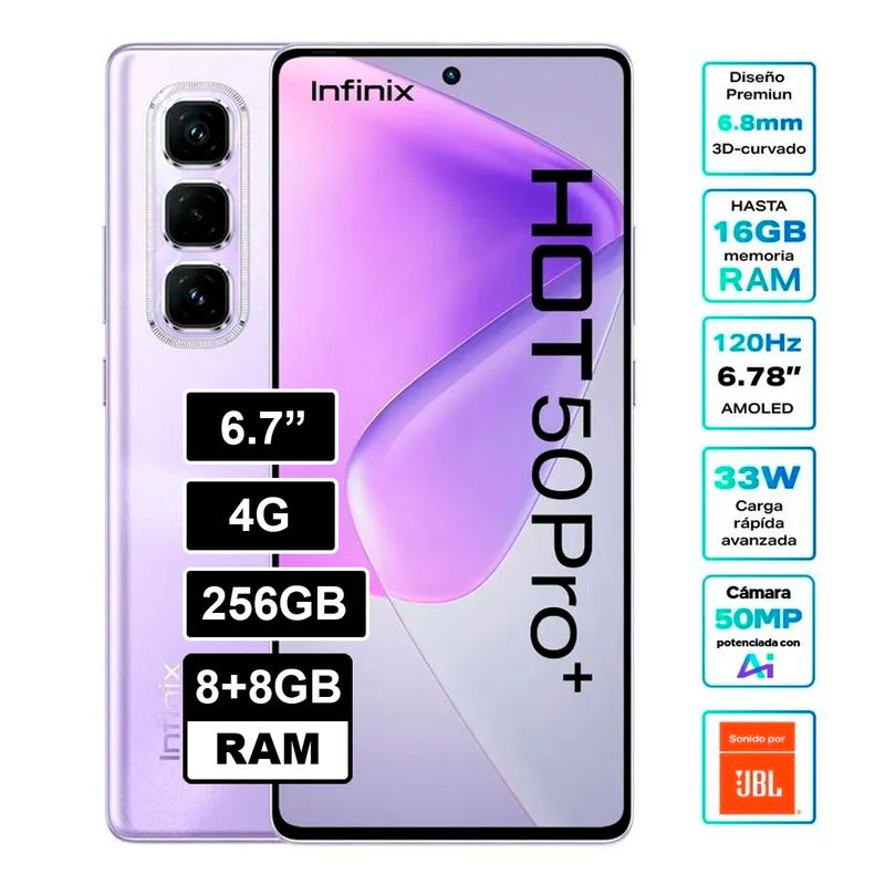 INFINIX - INFINIX HOT 50 PRO PLUS 256GB 8GB RAM MORADO