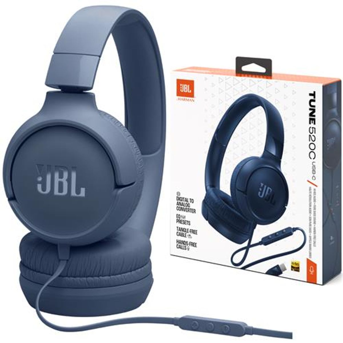 JBL - AUDIFONOS JBL TUNE 520C  COLOR AZUL - CONECTOR USB C - HI RES