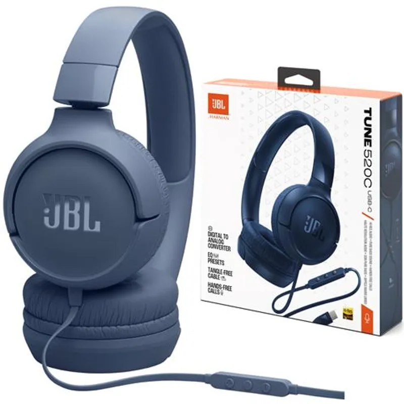 JBL - AUDIFONOS JBL TUNE 520C  COLOR AZUL - CONECTOR USB C - HI RES