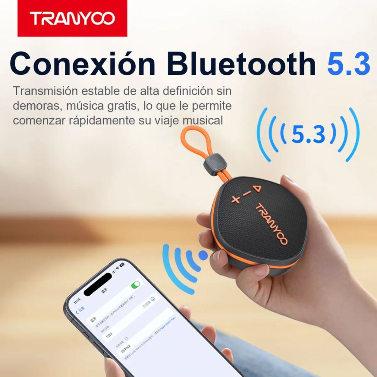 GENERICO - Parlante Bluetooth Tranyoo T-816 con Radio FM Tarjeta TF y USB-C
