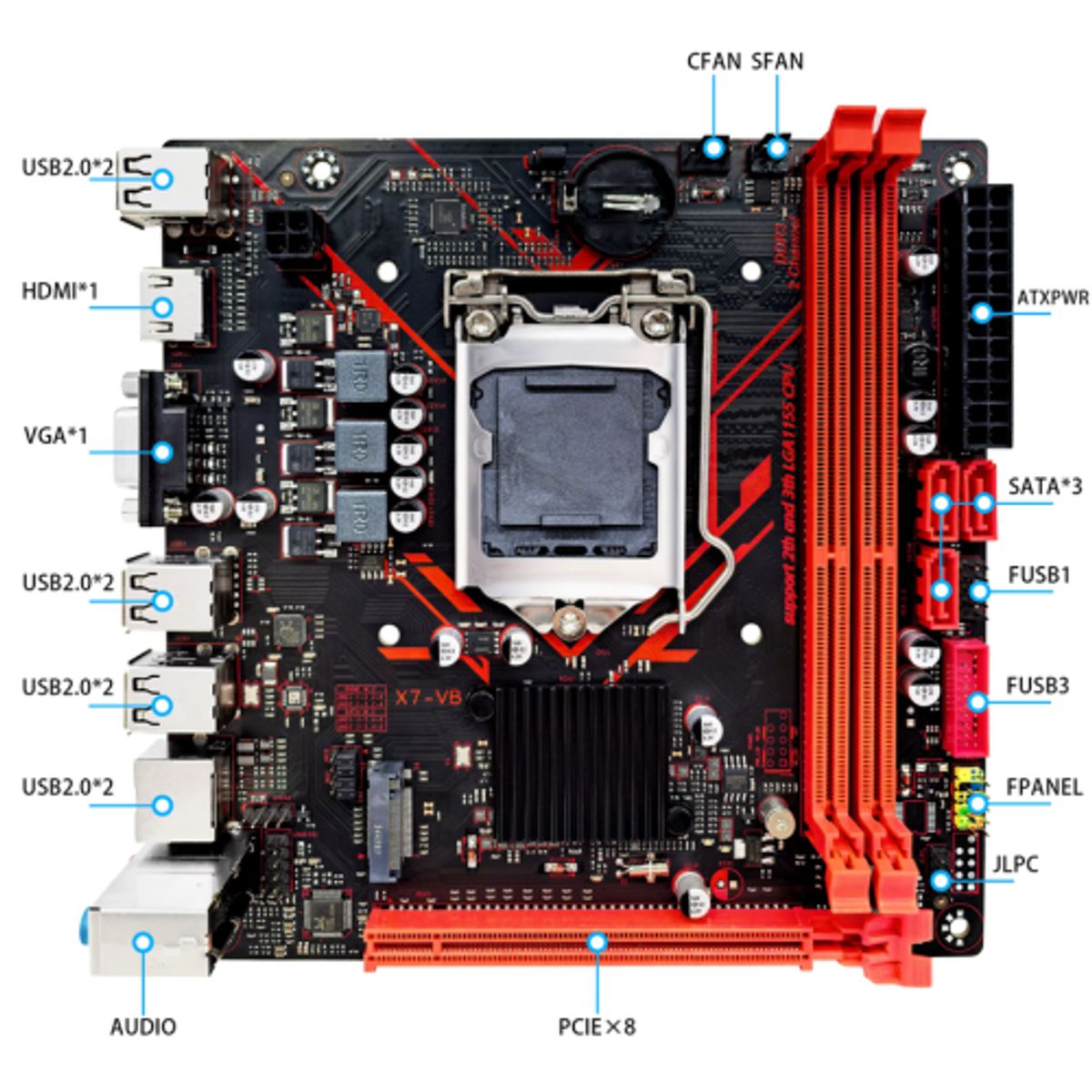 GENERICO - PLACA MADRE H61 ZSUS LGA 1155 PARA INTEL 2DA Y 3RA GENERACION