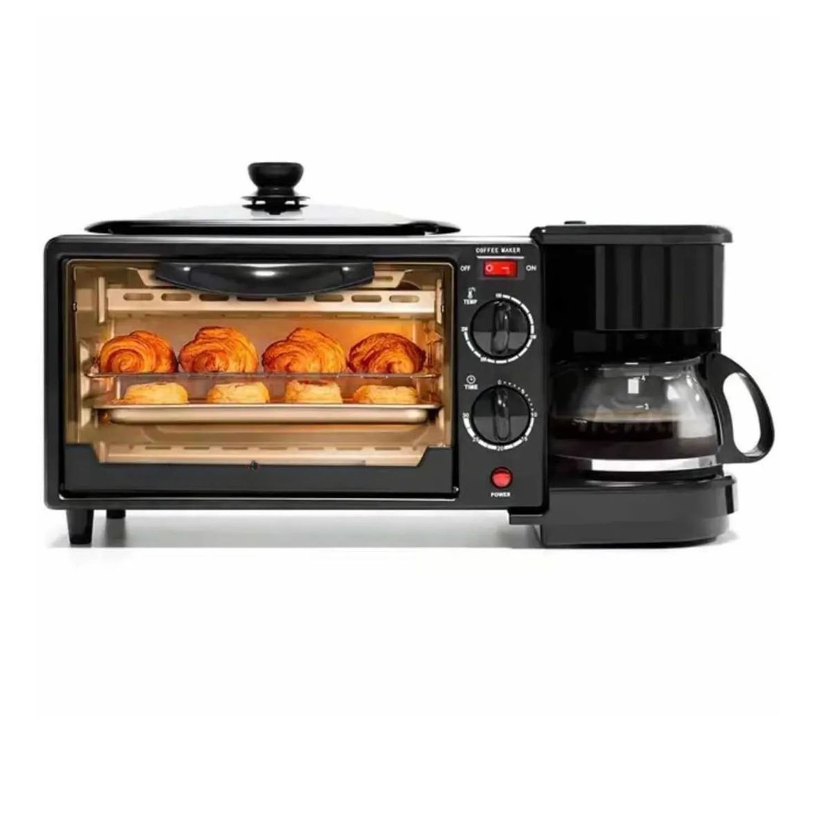 GENERICO - Maquina de desayuno Multifuncional 3 En 1 Horno Cafetera Freidora