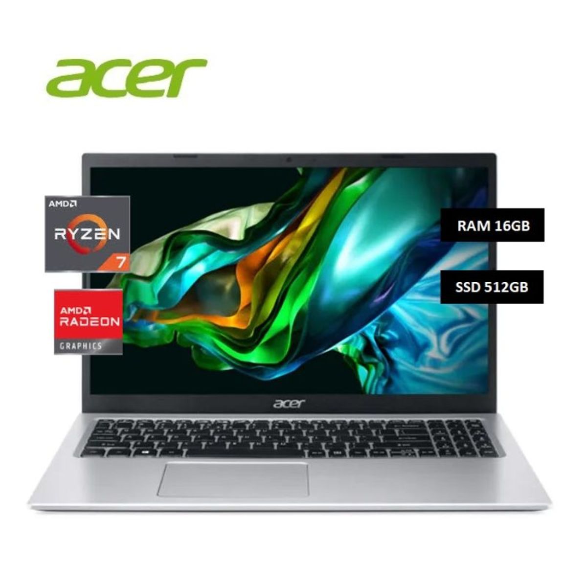 ACER - Laptop Acer Aspire AL15-41P-R27P AMD RYZEN 7 5700U 16GB 512GB SSD 15.6" Free Dos