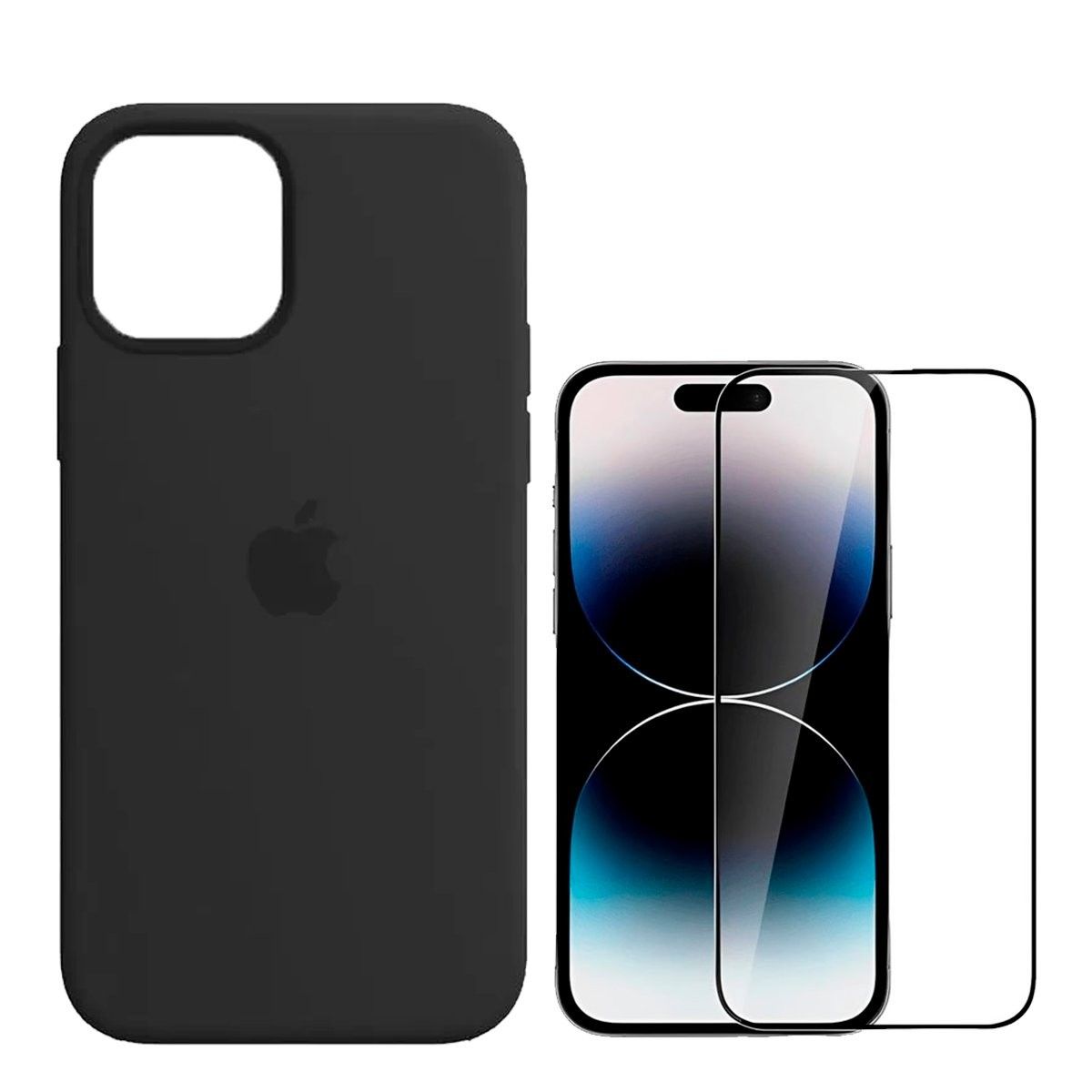 CASE - Case Silicona Para Iphone 16 Pro Max + Mica Protectora - NEGRO