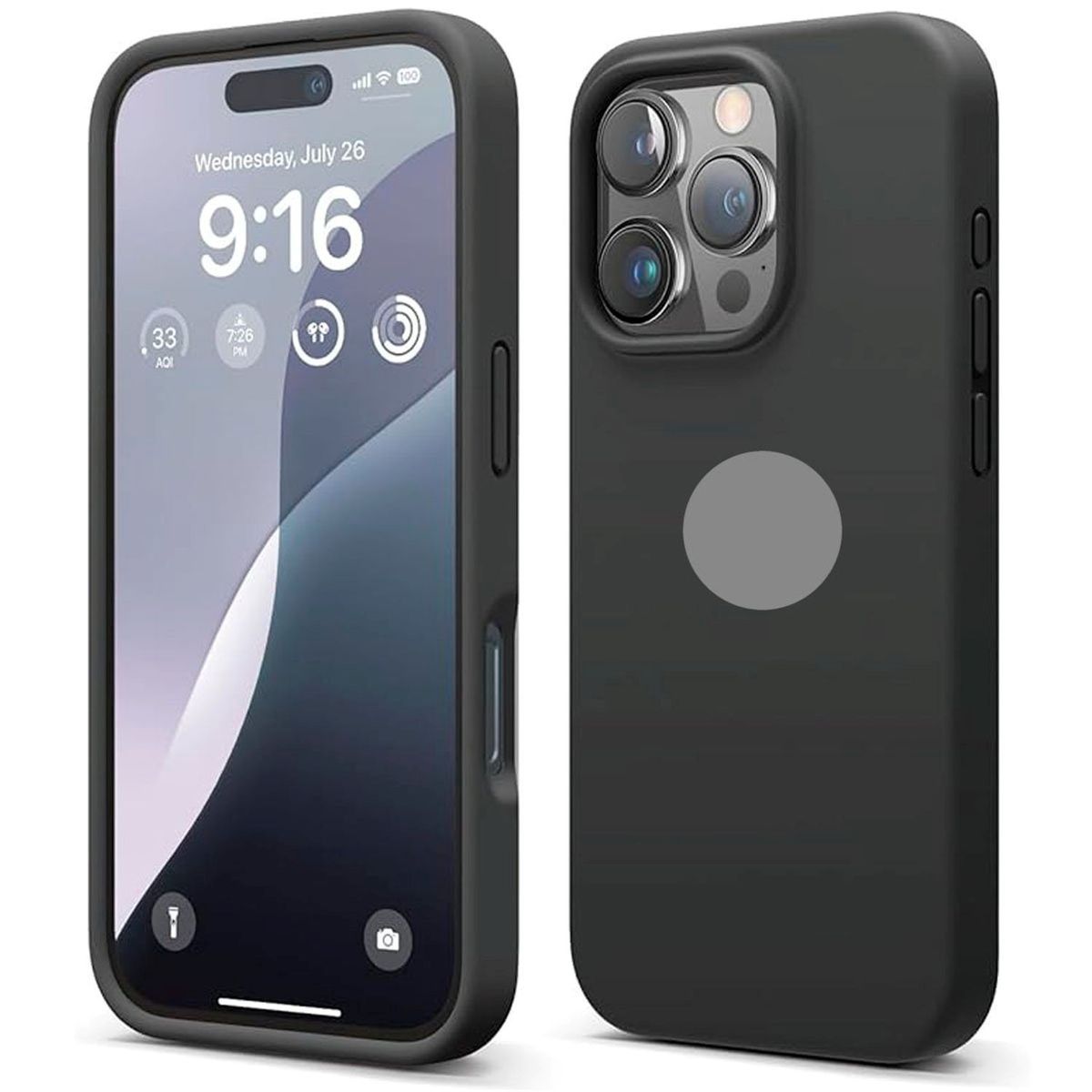 CASE - Case Silicona Para Iphone 16 Pro Max + Mica Protectora - NEGRO