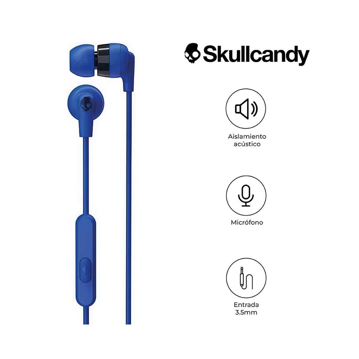SKULLCANDY - Audífonos Skullcandy Inkd+  S2Imy Con Cable Y Micrófono Azul