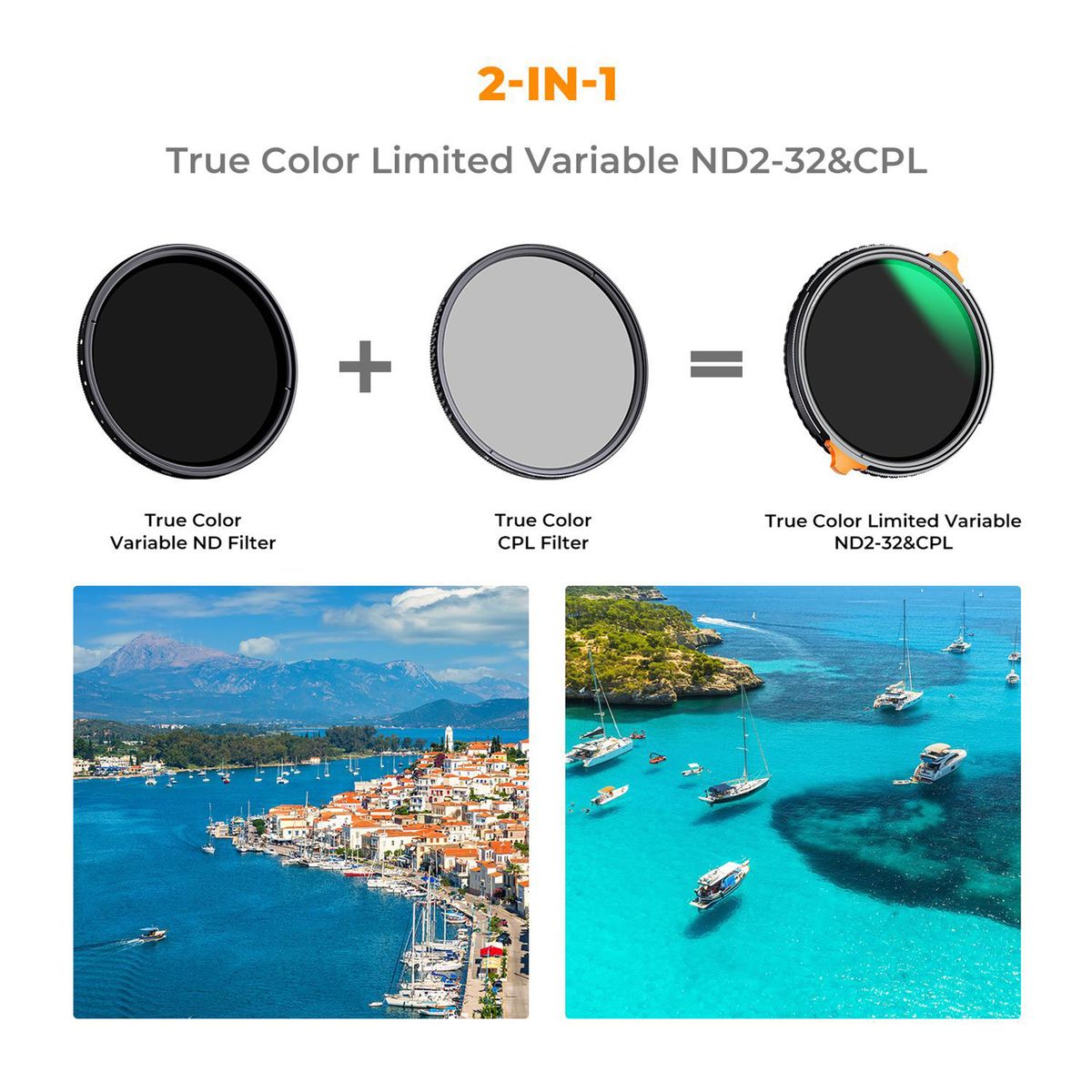 K&F CONCEPT - Filtro 2 en 1 – CPL+Variable ND2-32 Nano X TRUE COLOR K&F Concept 77mm