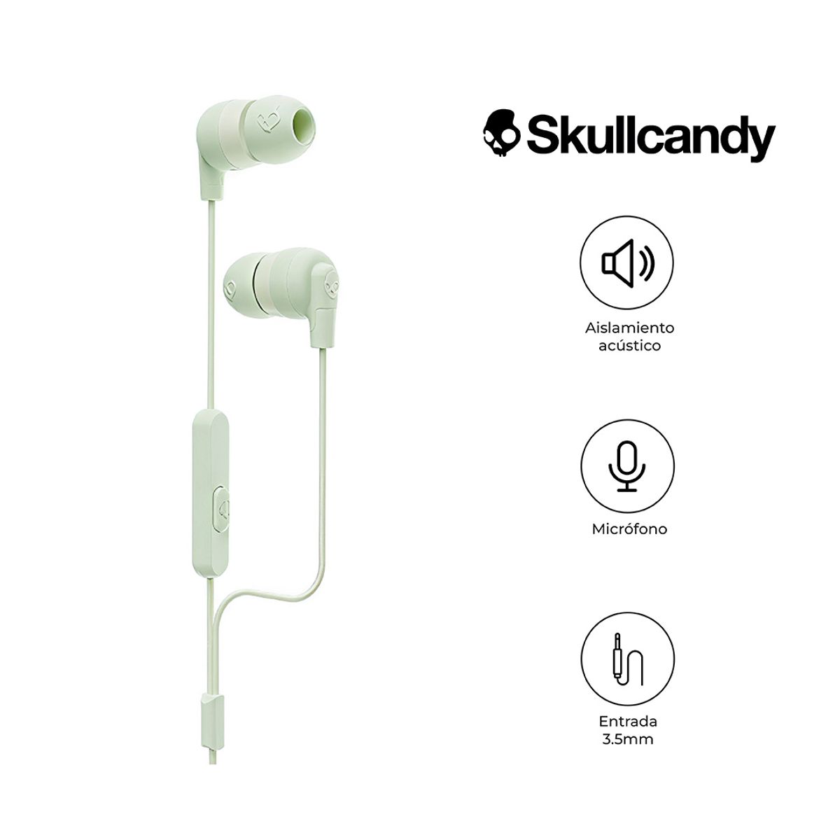 SKULLCANDY - Audífonos Skullcandy Inkd+  S2Imy Con Cable Y Micrófono Verde Pastel