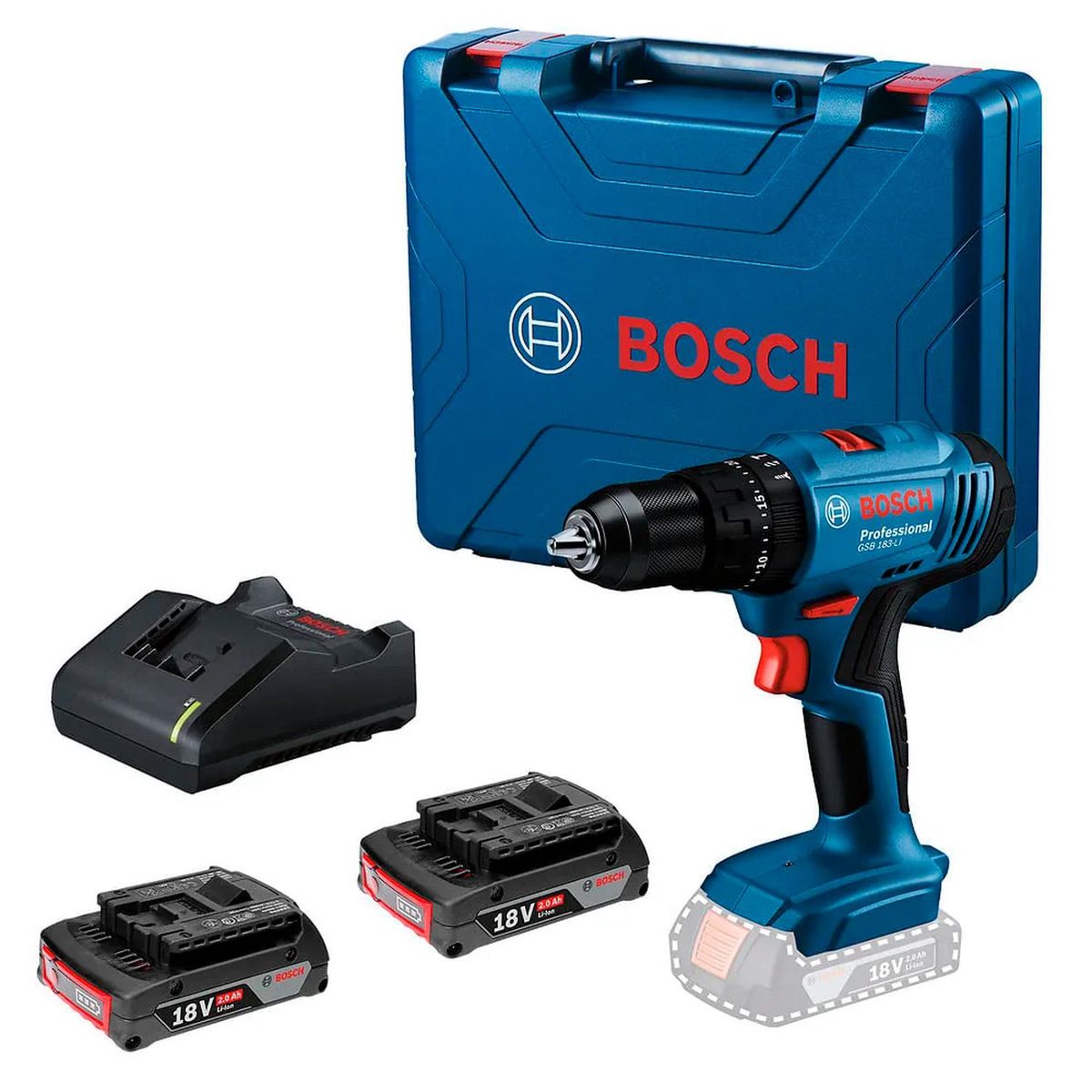 BOSCH - Taladro Percutor GSB 183 LI 18V + 2 Batería y Cargador Bosch