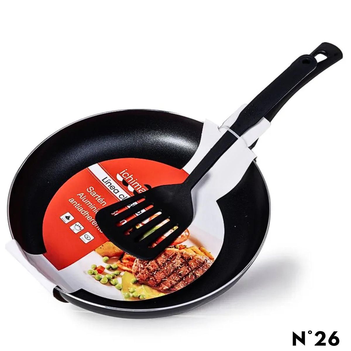 ICHIMATSU - Sartén Antiadherente  26 Negro C/ Espátula-Ichimatsu