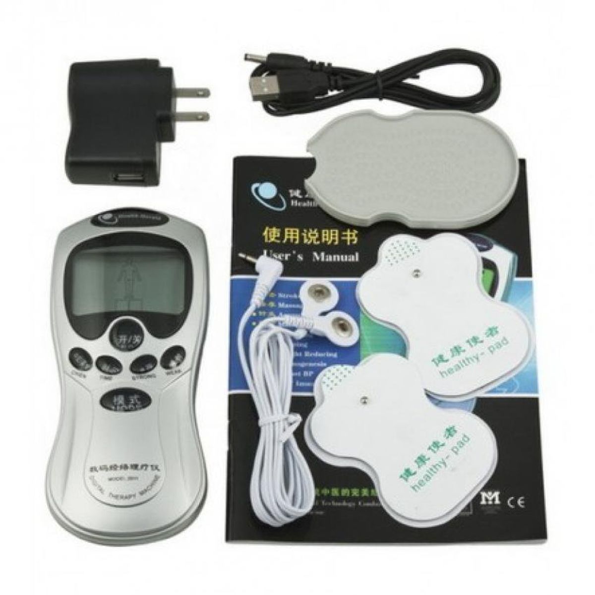 GENERICO - Masajeador Tens Terapeutico De 4 Parches De Electroestimulacion