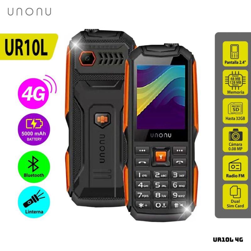 UNONU - CELULAR BASICO UNONU UR10L 4G DUAL SIM - NARANJA