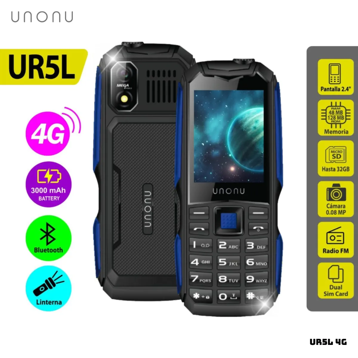 UNONU - CELULAR BASICO UNONU UR5L 4G DUAL SIM - AZUL