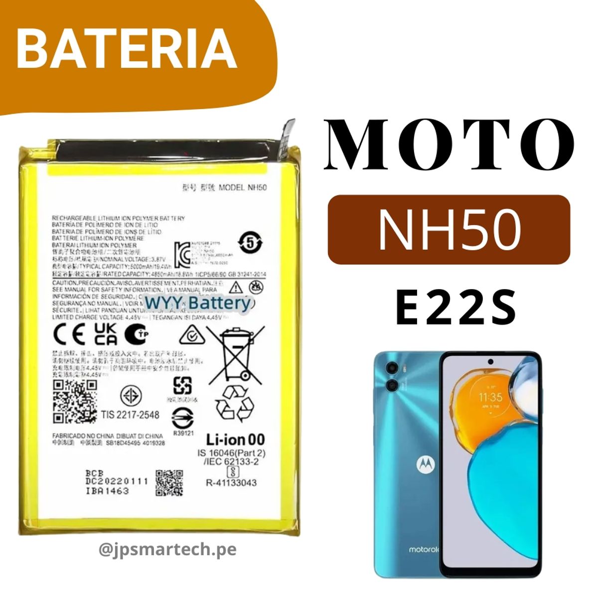 OEM - BATERIA  PARA  MOTOROLA   E22  ORIGINAL-SM NUEVO