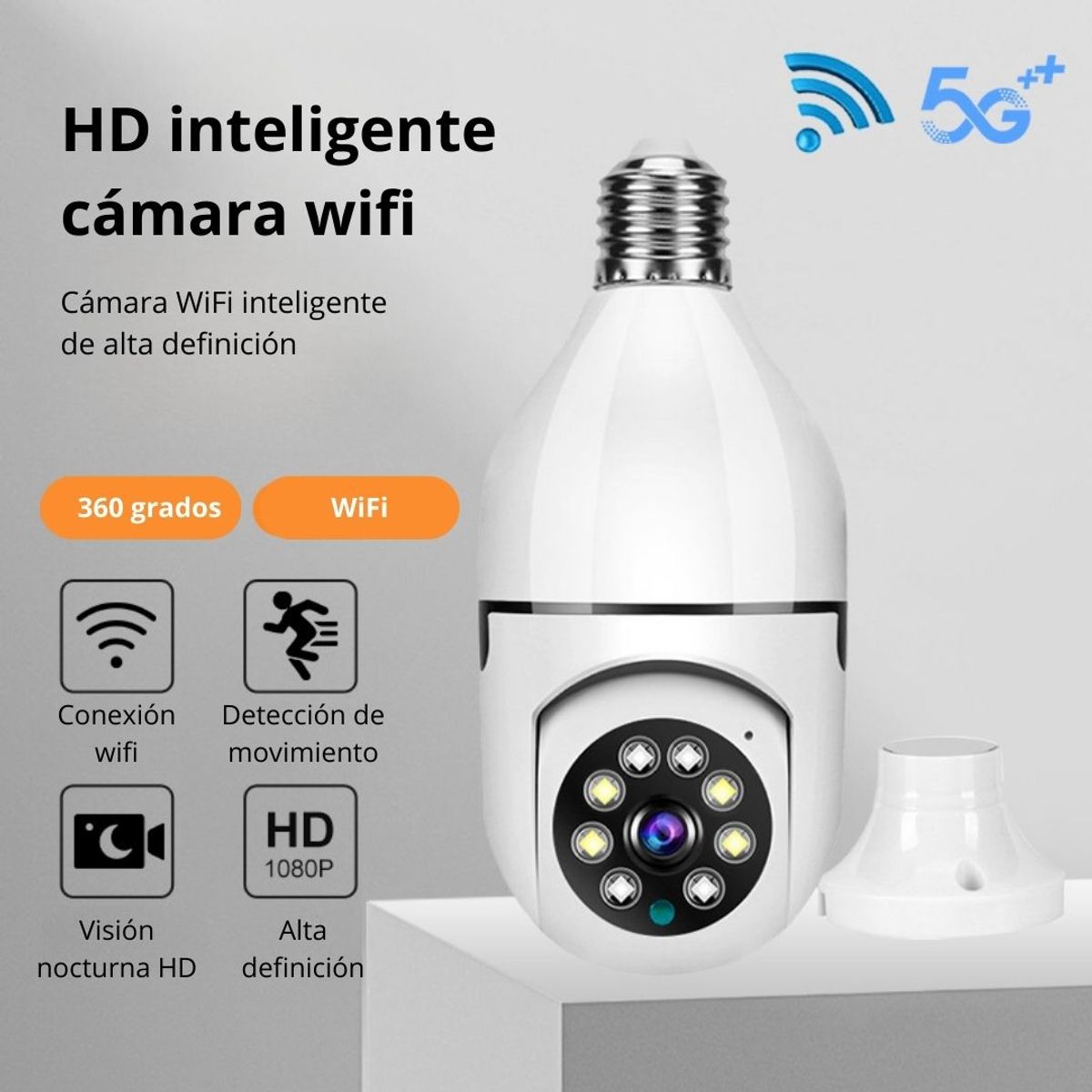 GENERICO - Foco Cámara WiFi E27 Full HD 360° con Visión Nocturna y Audio Bidireccional