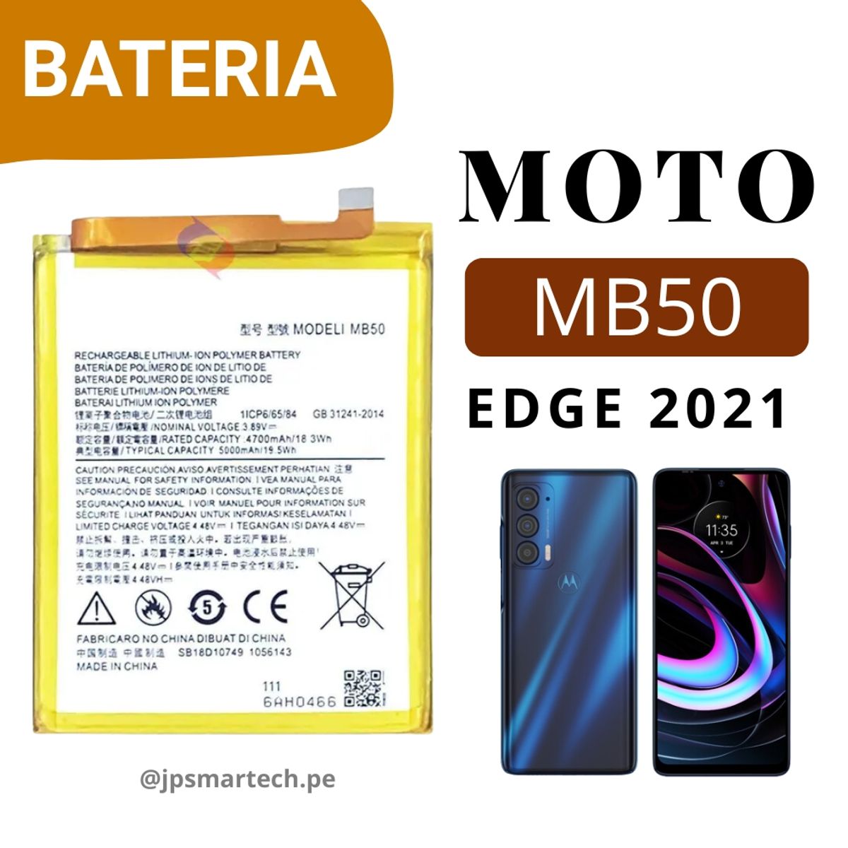OEM - BATERIA  PARA  EDGE 2021 MOTOROLA  TORIGINAL-SM NUEVO