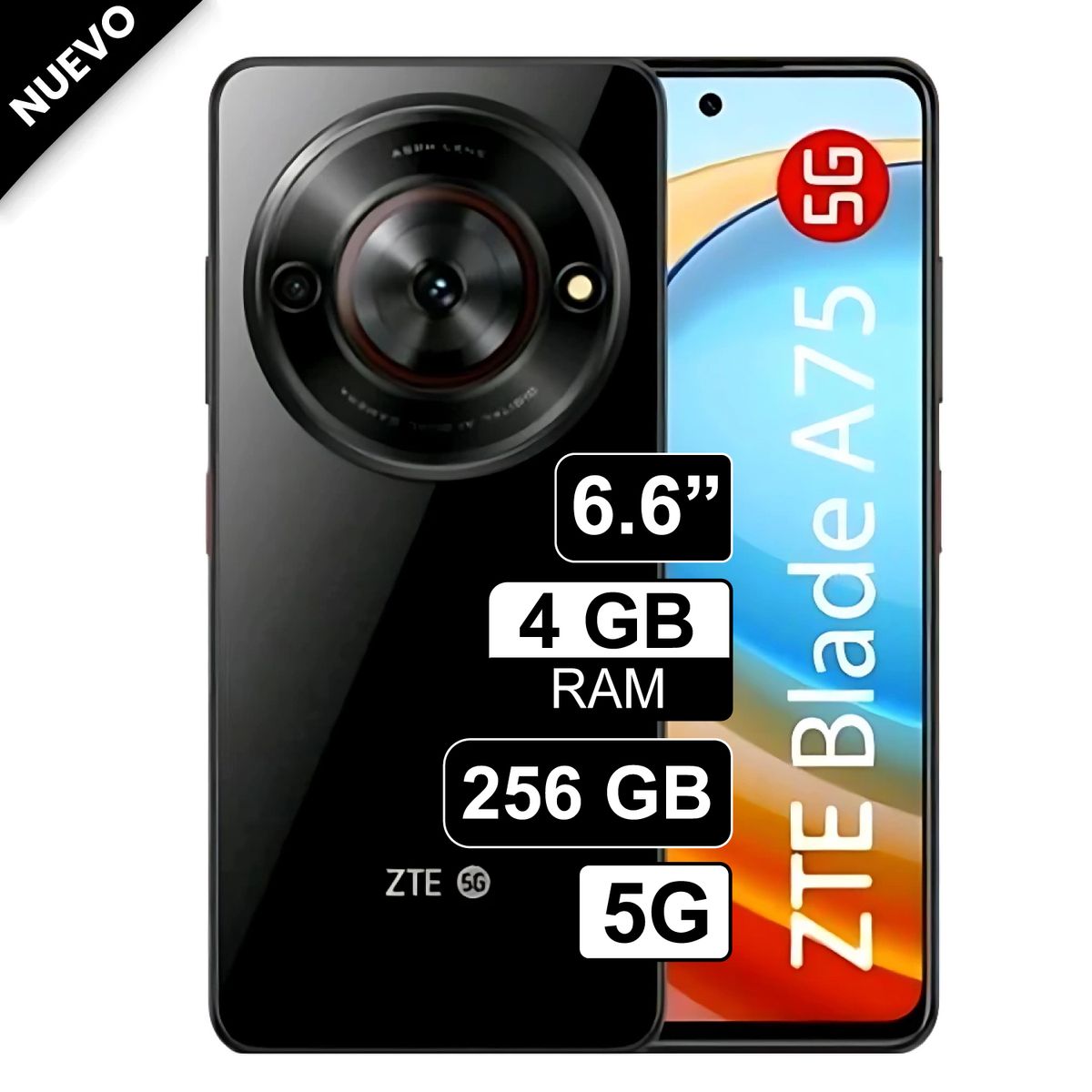 ZTE - Celular ZTE Blade A75 5G 4GB 256GB 50MP + 8MP Negro