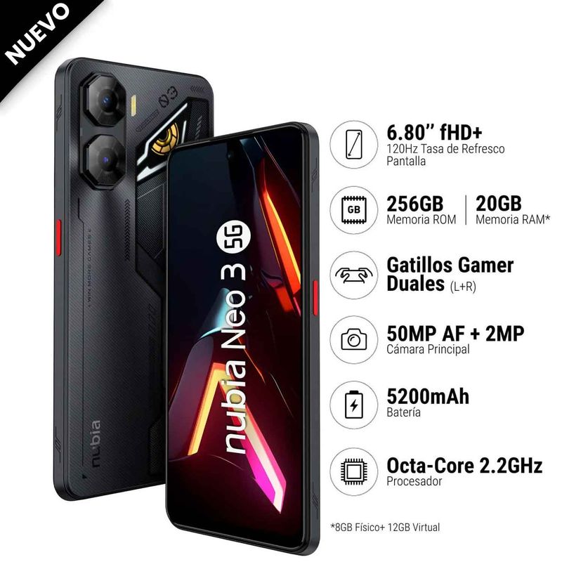 ZTE - Celular Libre ZTE Nubia Neo 3 8GB RAM 256GB Negro