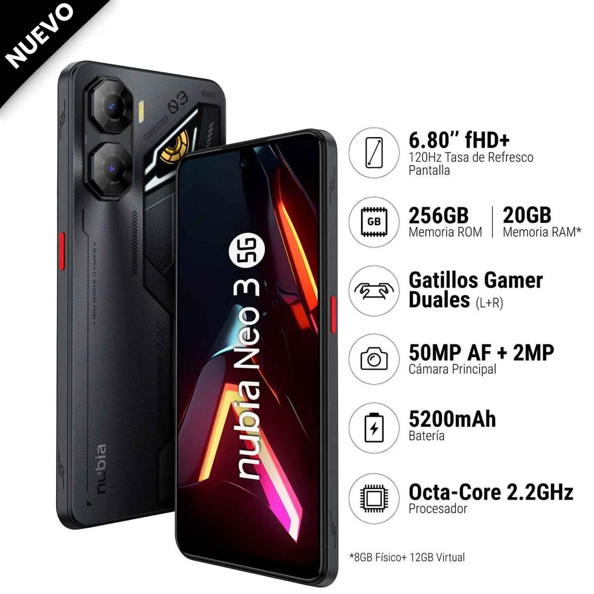 ZTE - Celular Libre ZTE Nubia Neo 3 8GB RAM 256GB Negro