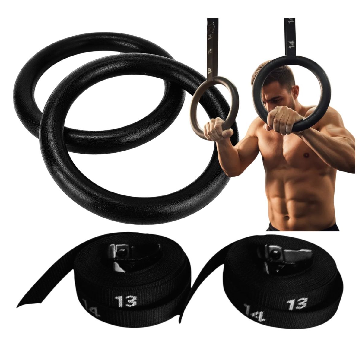 GENERICO - Anillas Olimpicas Aro Gimnasia Plastico Funcional Correas Enumeradas