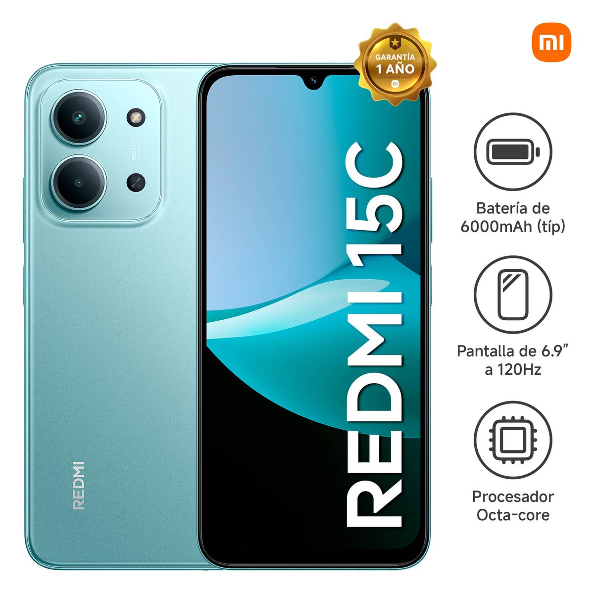 XIAOMI - CELULAR REDMI 15C 4GB RAM 128GB ROM COLOR VERDE MENTA