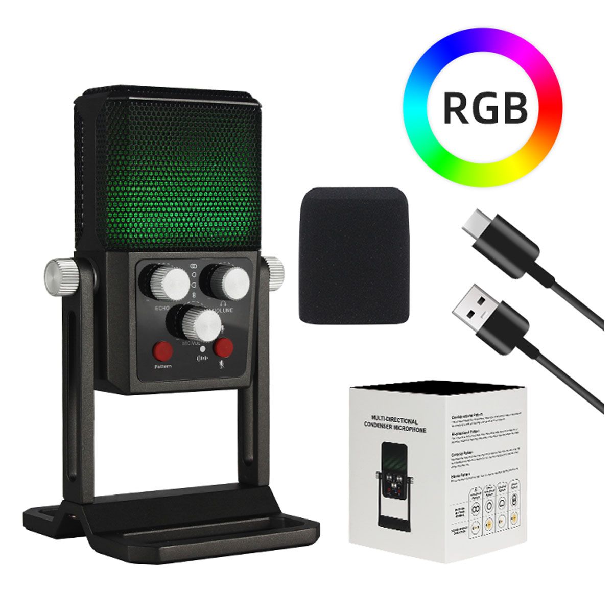 ROHS - Micrófono USB Pro 4 Modos Para Streaming, Podcast y Gaming