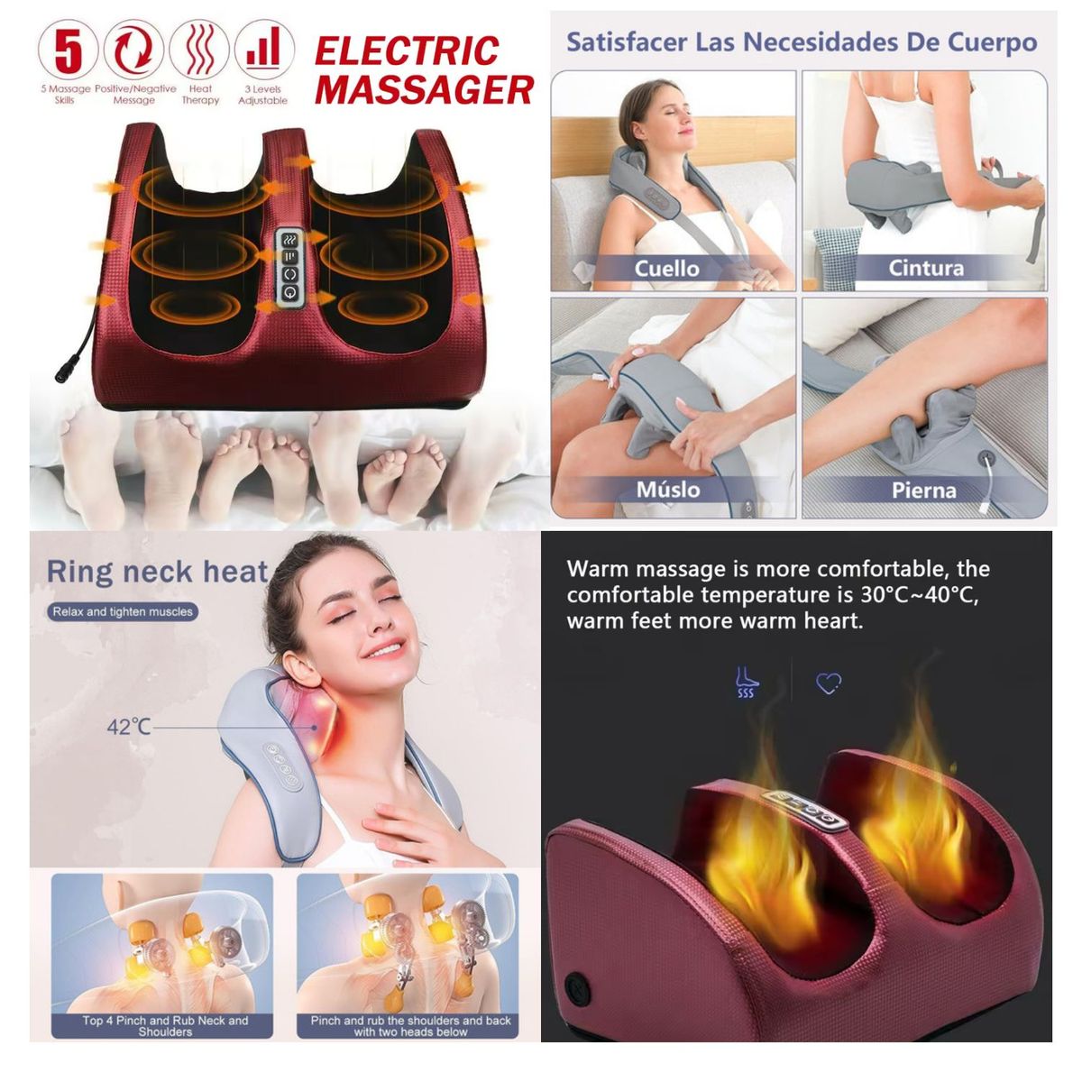 ROHS - PACK Masajeador Cuello Espalda Hombros + Masajeador De Pies