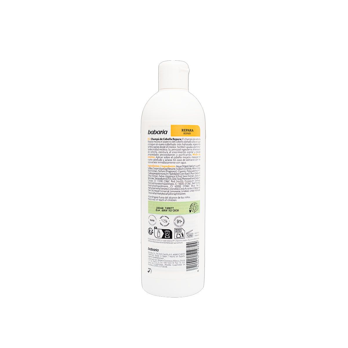 BABARIA - Champú de Cebolla Repara 380ml Babaria