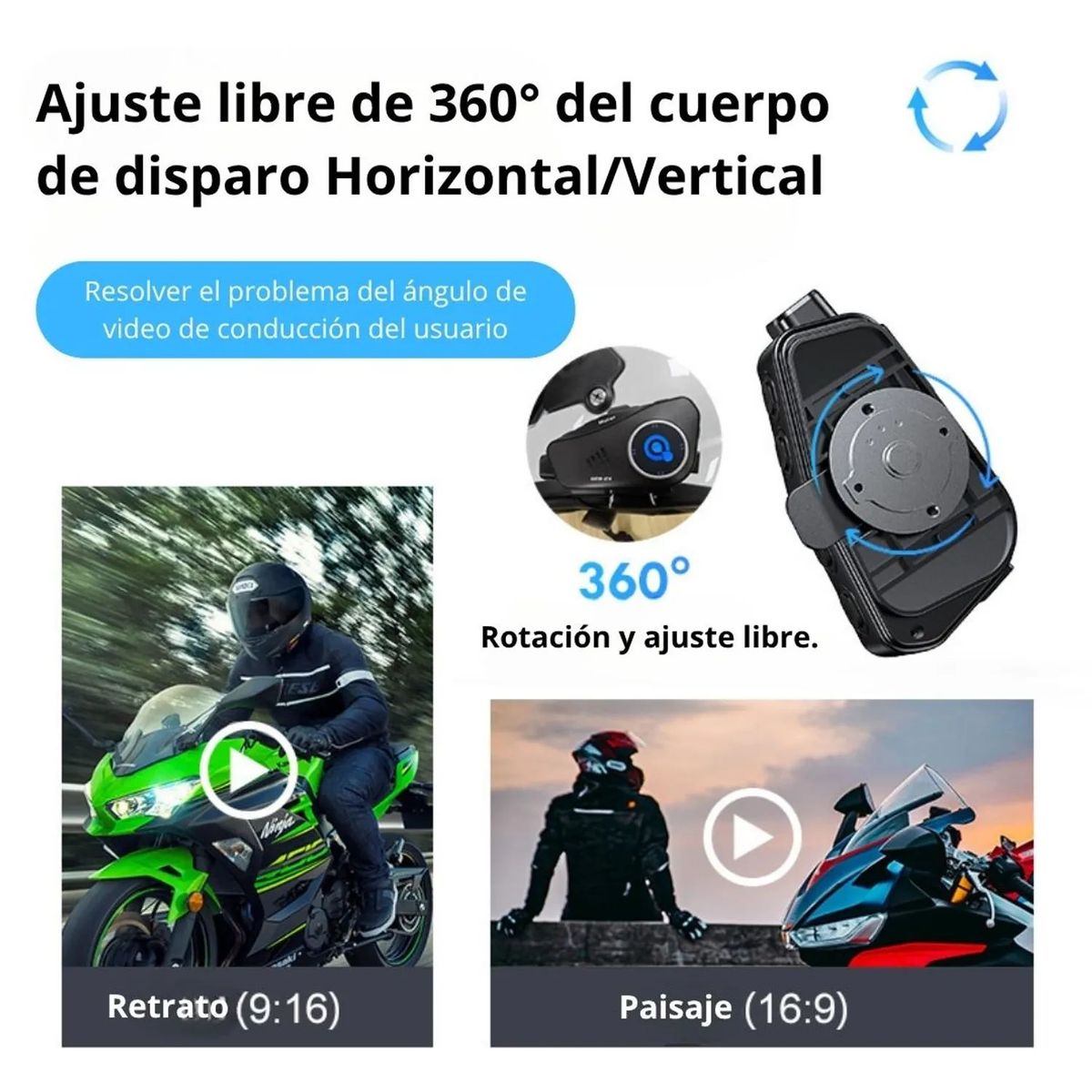 SEISA - Audífonos Bluetooth para Casco con Cámara HD 1080P IPX6 32GB WiFi Moto