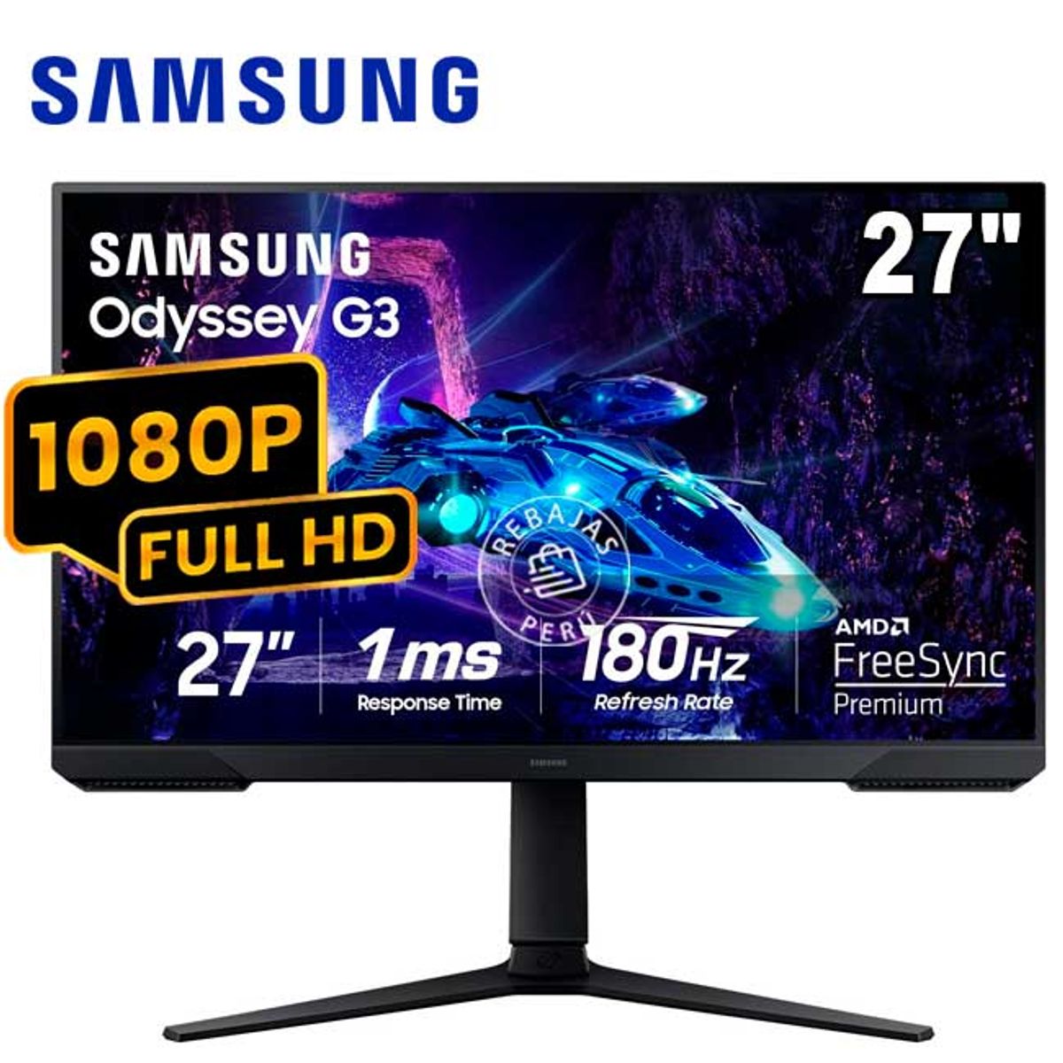 SAMSUNG - Monitor Samsung Odyssey G3 LS27DG300ELXPE 27 FHD VA 180Hz Gaming