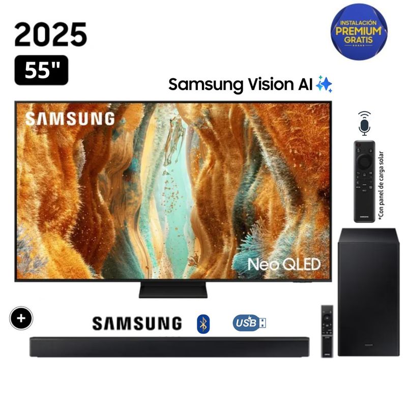 SAMSUNG - Televisor Samsung 55 Neo Qled 4k Vision Ai Smart TV QN55QN70F + Soundbar HW B450F