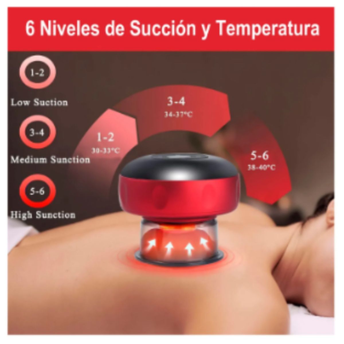 OEM - Masajeador Ventosa  Inteligente Con Terapia De Luz Roja Recargable