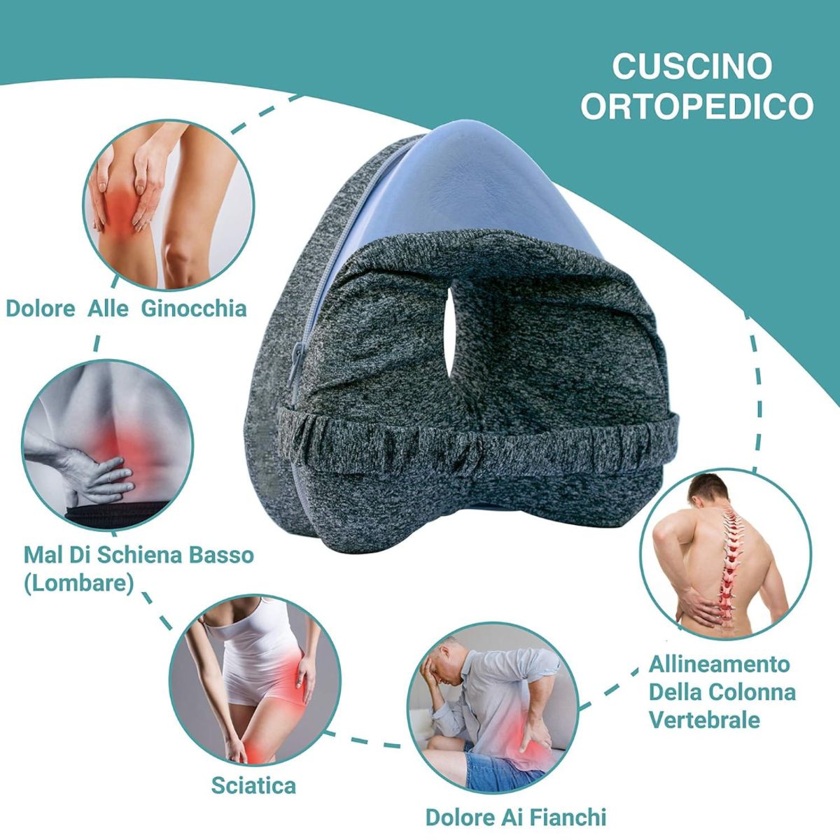 GENERICO - Almohada Ergonómica de Piernas y Rodilla para dormir de Lado