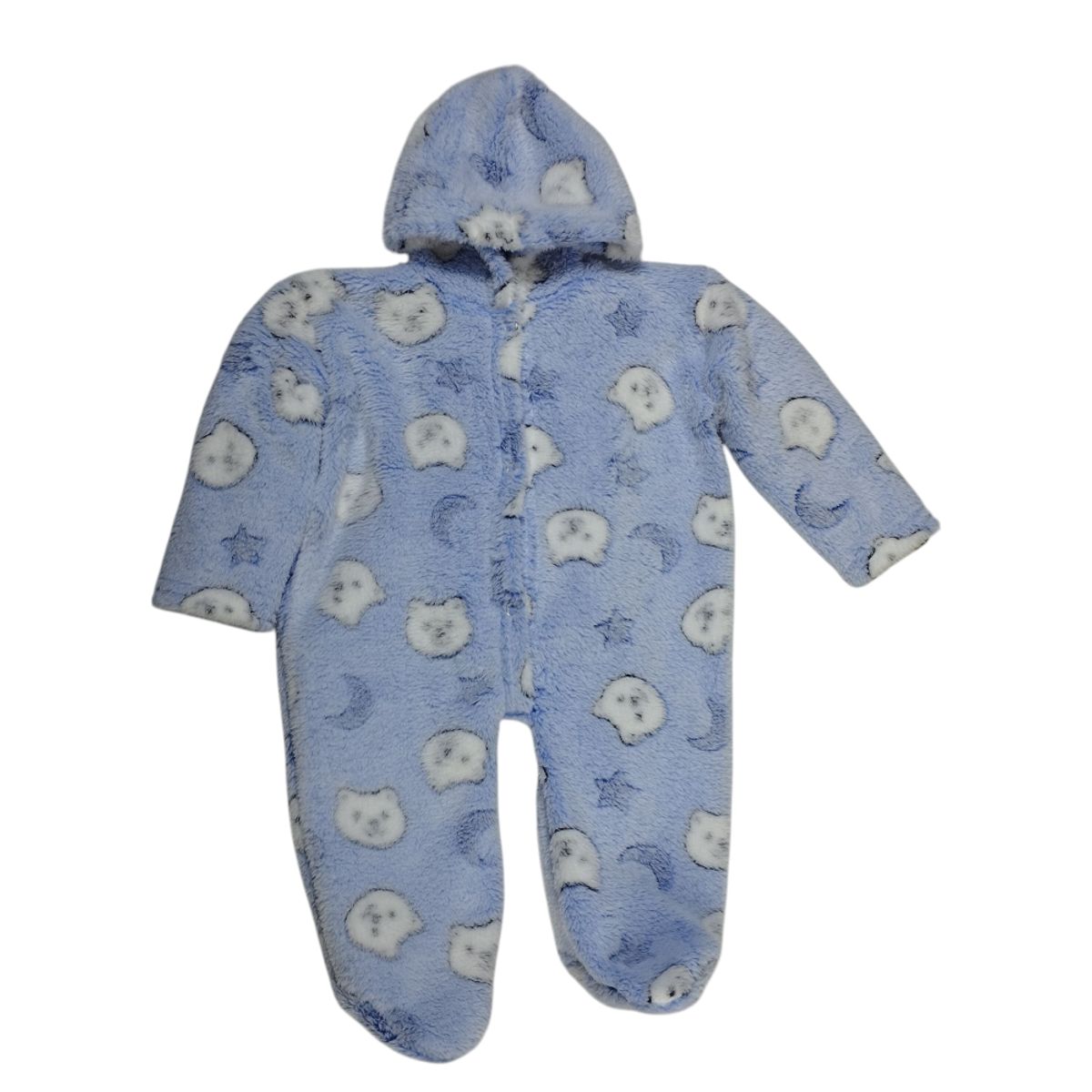 GENERICO - Enterizo con capucha de felpa Celeste