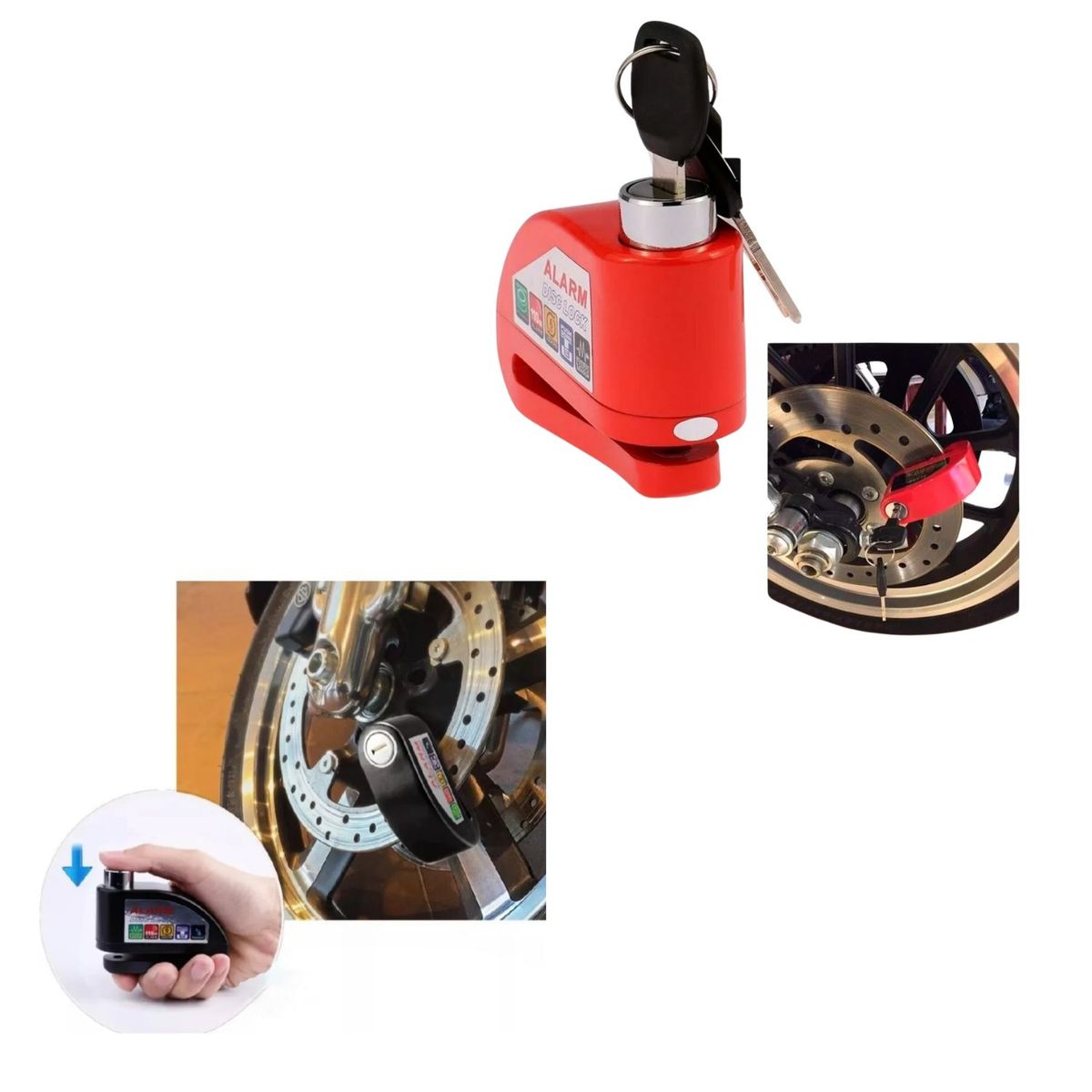 GENERICO - PACK Candado De Disco Para Moto + Holder Para Moto