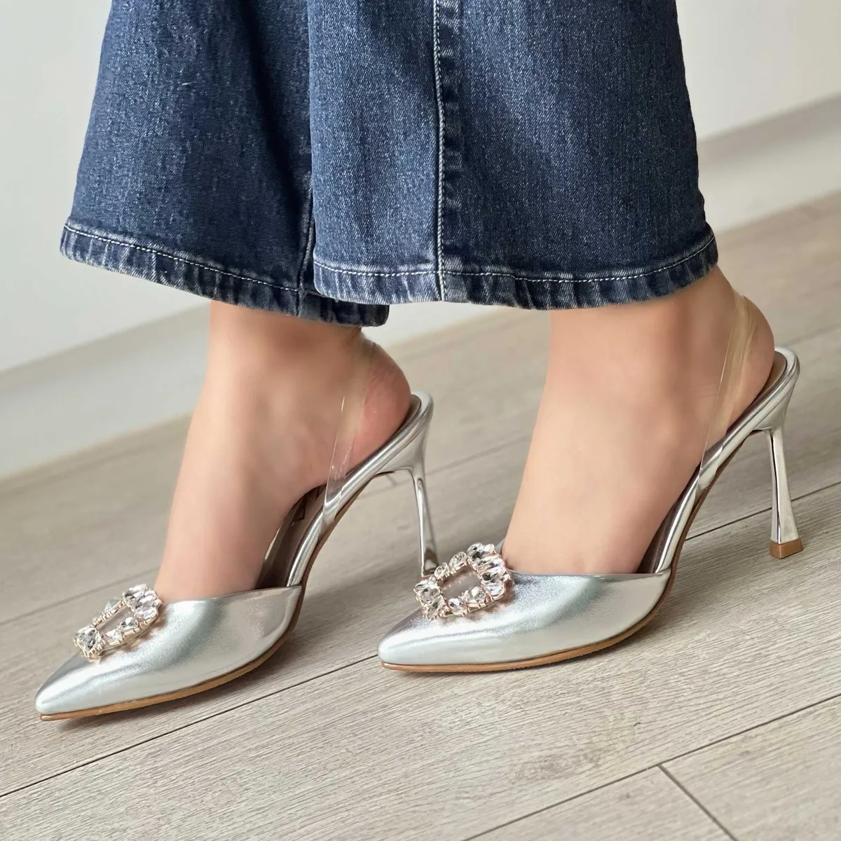 GENERICO - ZAPATO PLATA JOSI TACO 9 AGUJA PARA MUJER