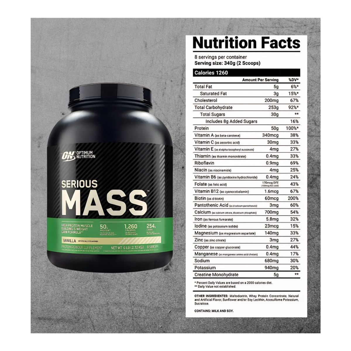 OPTIMUN NUTRITION - Serious Mass 6 LB Ganador de masa - Vainilla
