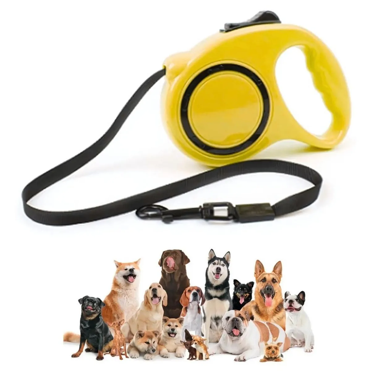 Correa Retráctil Automática para Mascotas 5 metros Amarillo, marca GENERICO - Foto 2